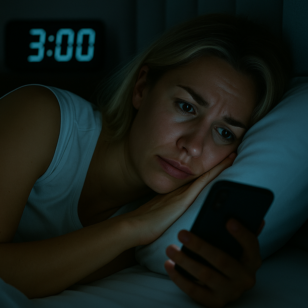 Person awake at 3am with phone - before