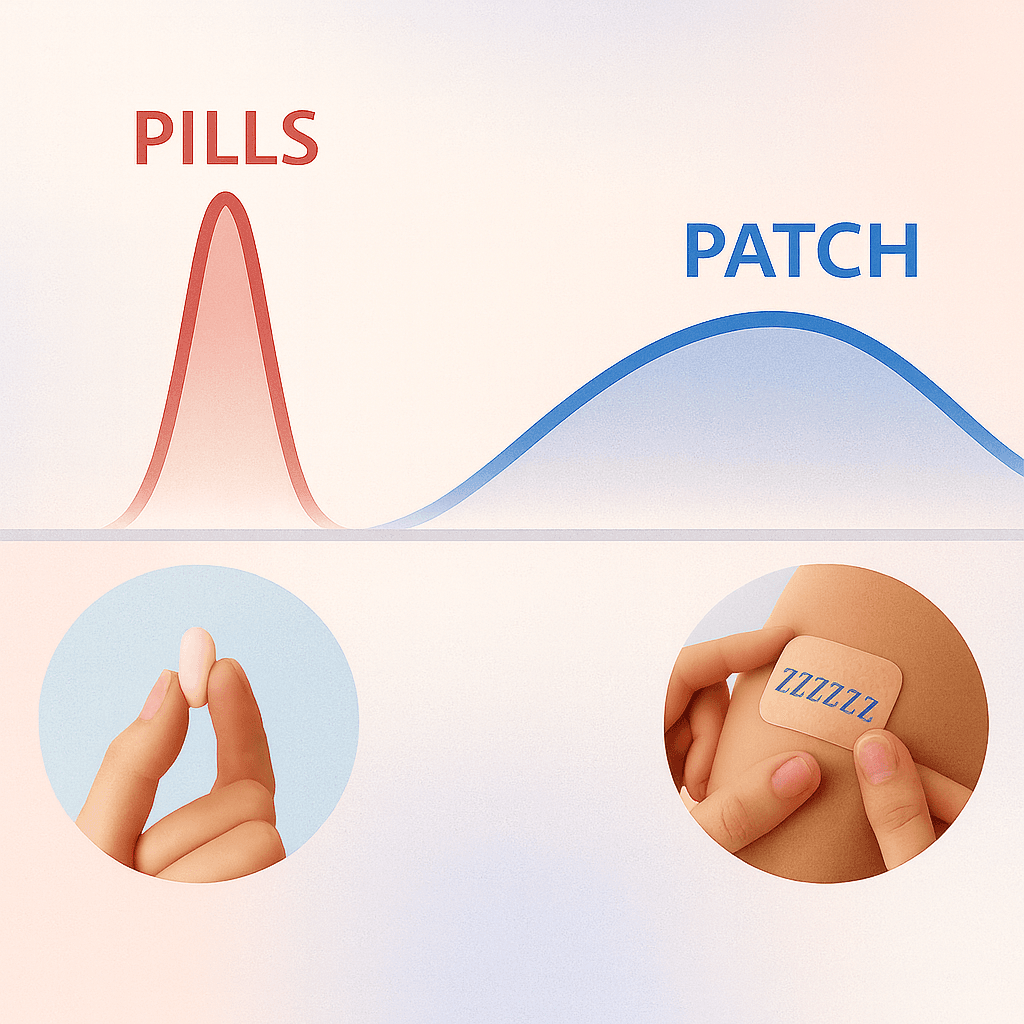 Pills vs Patch comparison showing absorption differences